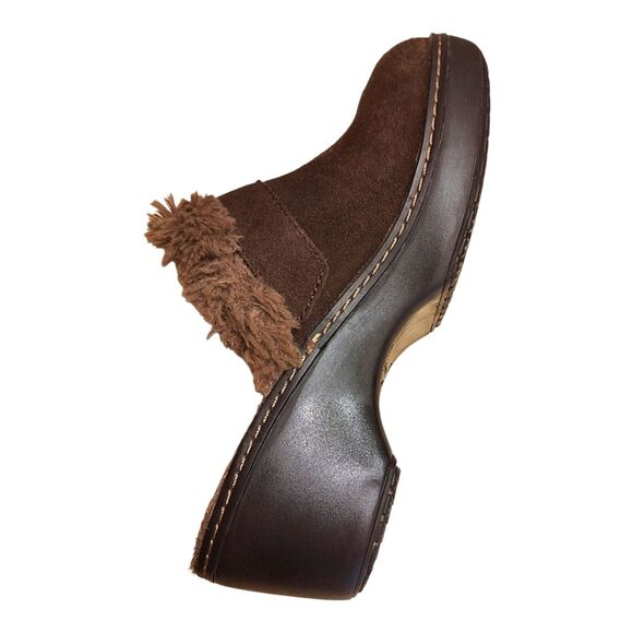 Crocs Clog Cobbler Eva Brown Suede Faux Fur Lined Slip On Mule Chunky Boho sz 7 - Picture 2 of 12
